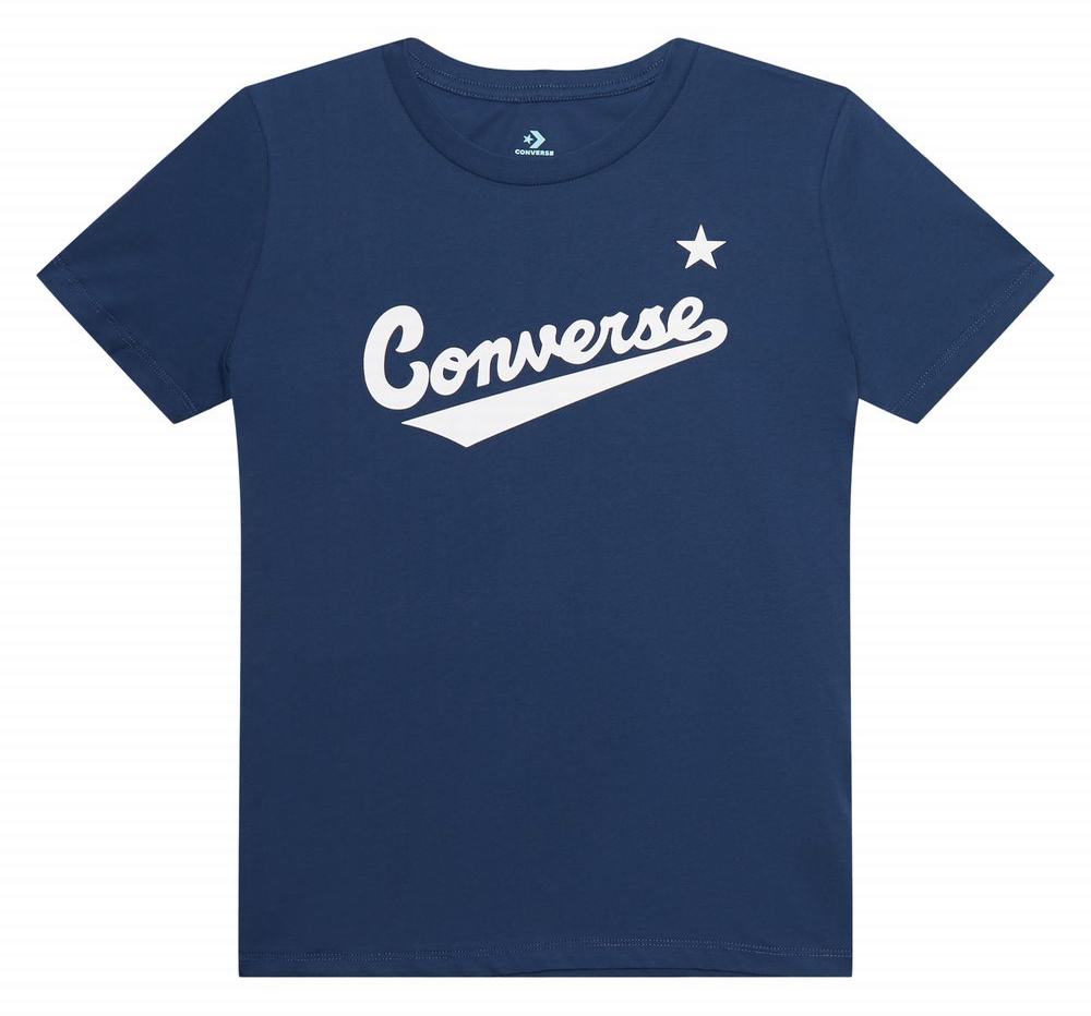 Camiseta Converse Front Logo Mulher Azul Marinho 893147NHT